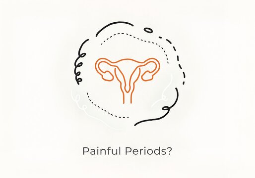 Medical illustration of a human uterus representing painful periods and gynecological health issues