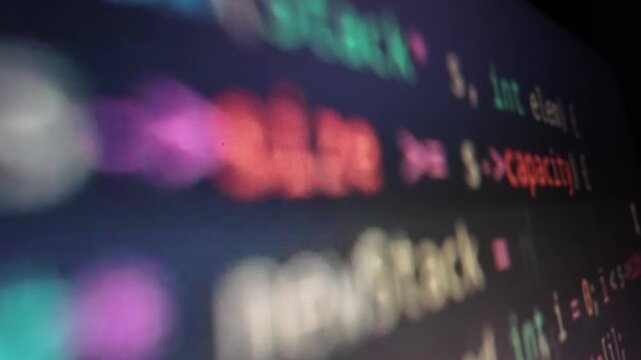 Programming source code on computer monitor display macro view software