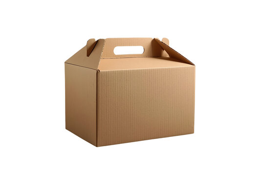 Wide kraft carry box with rectangular handle opening