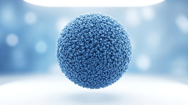A sphere like liposome structure isolated on a white background with shallow depth of field.