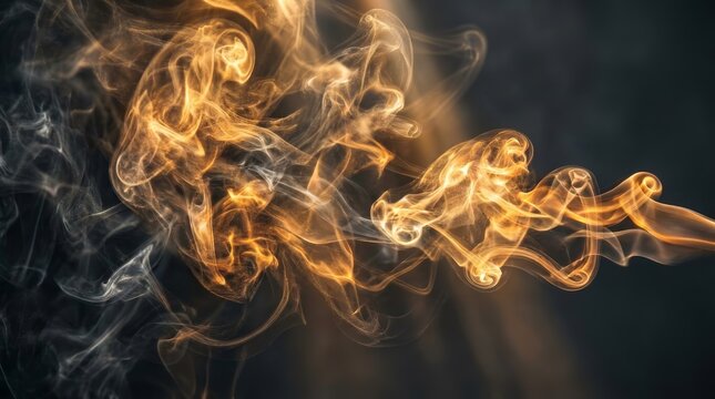 Abstract gray background featuring gold and orange smoke textures and flame effects.
