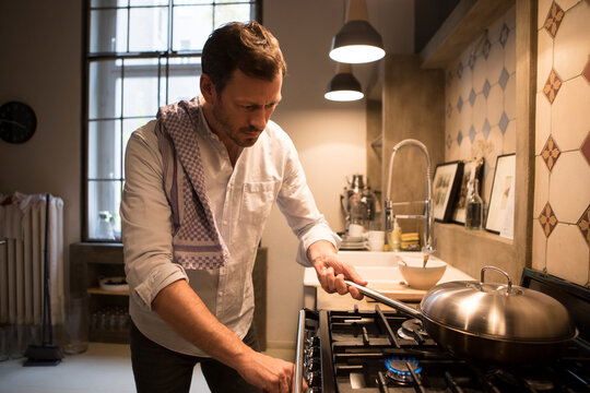 Man cooking at home