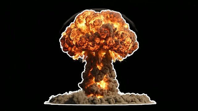 Explosion of a nuclear bomb with mushroom cloud formation