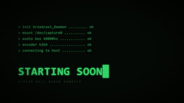 Starting Soon Retro CRT Terminal Boot Log Green Phosphor Hacker Console Typing 4K