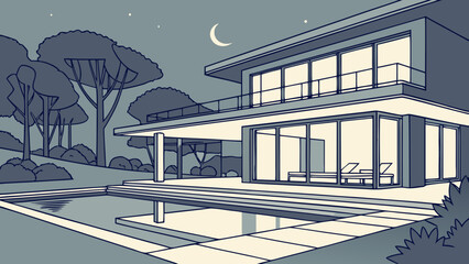 Fototapeta premium Modern House Interior with Floor to Ceiling Windows Overlooking an Urban City Street and Contemporary Architectural Design