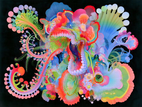 Psychedelic Organic Monster Illustration with Vibrant Colors