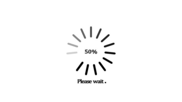 Uploading progress bar, waiting symbol stock video. please wait animated black icon, load circle symbol.Circular please wait, segments arranged in a ring on a white background 4k video.