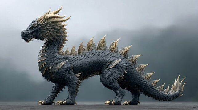 Powerful dragon emerges from the mist in stunning detail