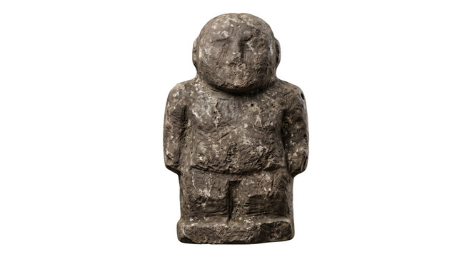 Ancient carved stone statue human figure tribal artifact