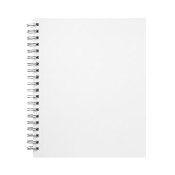 Blank white spiral notebook mockup with wire binding