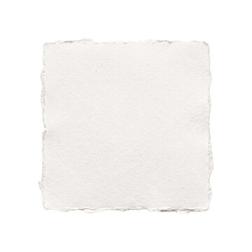 Square handmade paper sheet with rough deckle edges