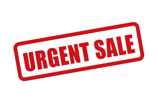 Red urgent sale rubber stamp impression isolated on black background