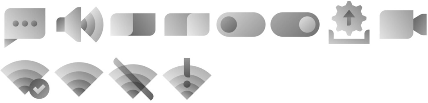 Mobile Interface &mdash; toggle, wifi, switch, wireless, video, internet, network, slider, camera, connection. Set of vector icons.