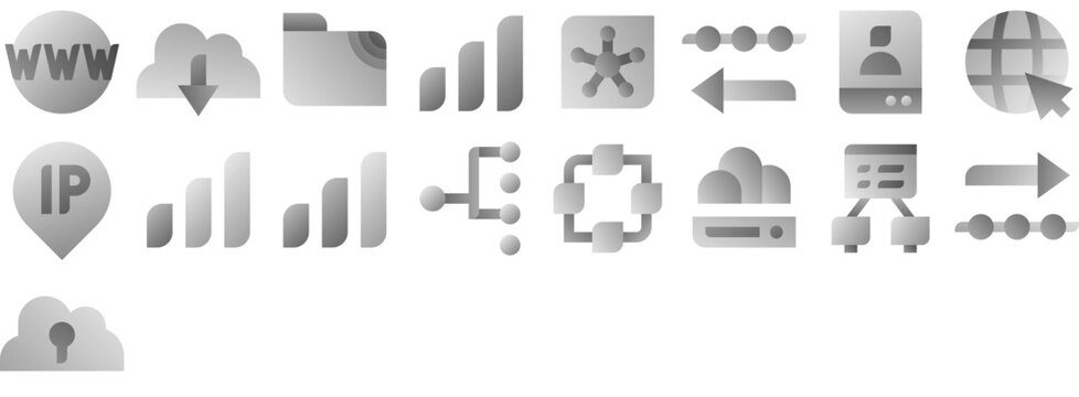 Network Icons &mdash; cloud, data, server, connection, technology, storage, web, internet, exchange, upload, networking, hardware, status. Vector icon pack.