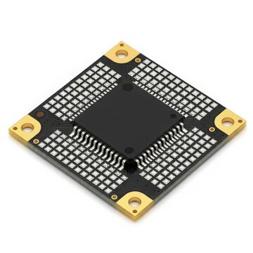 Black protoboard with gold screw terminals isolated on white background