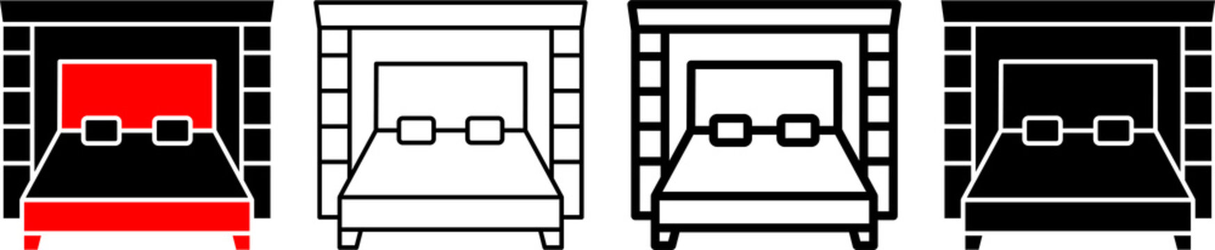 Murphy Bed Icon Set in Filled, Outline, Color Outline and Glyph Styles. 