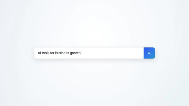 AI Business Search Interface Reveals Four Growth Solution Cards and Collapses