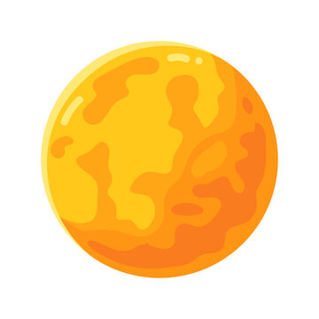 Dynamic golden orange star or planet with abstract surface patterns, a sunny cosmic design element