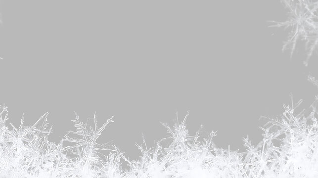 Realistic Ice Border PNG with Clear Frozen Icicles, Snowy Frost Effect, Transparent Isolated Background for Christmas Graphic Illustration.