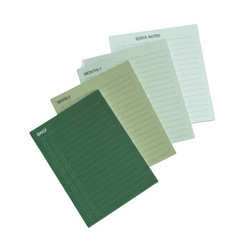 Stack of green dotted paper sheets for notes and journaling