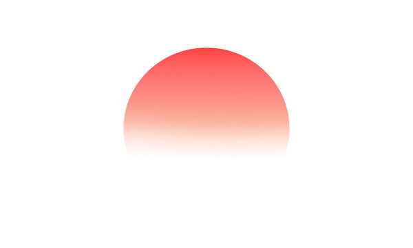 Red gradient semicircle isolated on transparent background