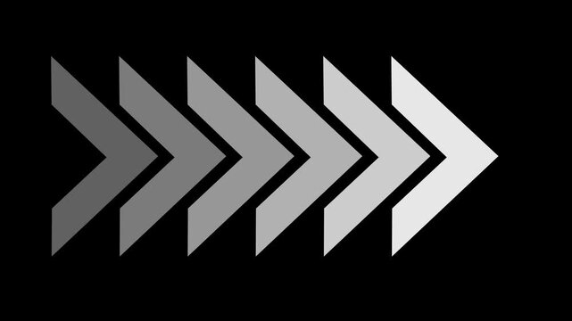 White arrow moving right on Black background.