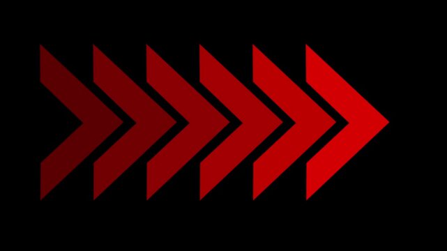 red arrow moving right on Black background.