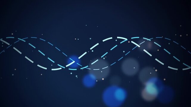 Dashed sine wave curves flow in a seamless loop