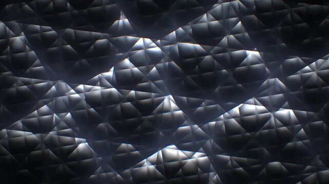 Faceted crystalline grids shift slowly in a seamless loop