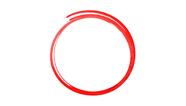 Minimalist Red Ink Brush Circle on White Background