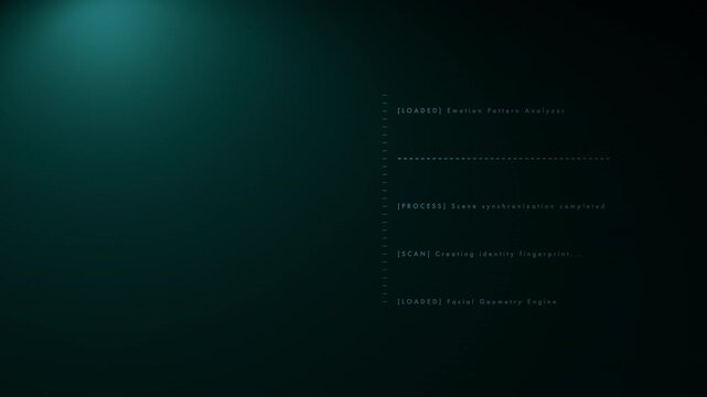 A minimalist cyan computer terminal interface displaying scrolling artificial intelligence processing logs and machine learning code runs.