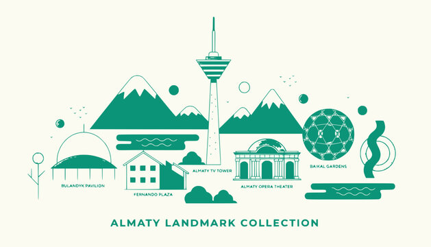 Kazakhstan City Landmarks Vector Illustration