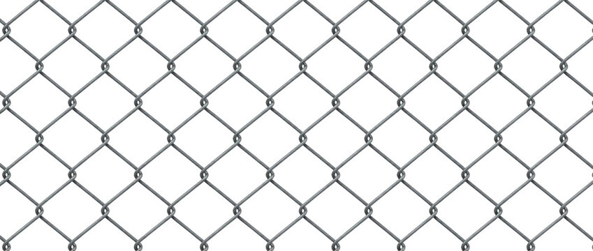 A metal chain link fence pattern isolated on transparent background.