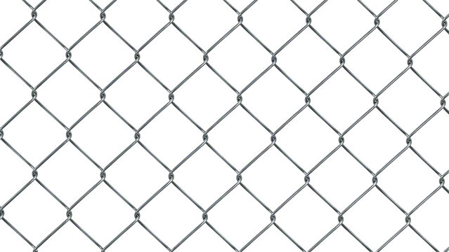 A metal chain link fence pattern isolated on transparent background.