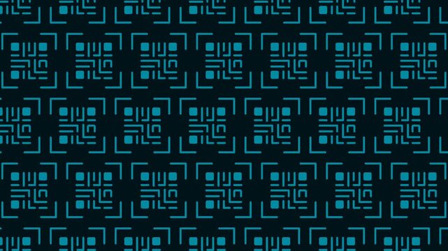 Abstract Digital QR Code Neon Pattern Loop Background.