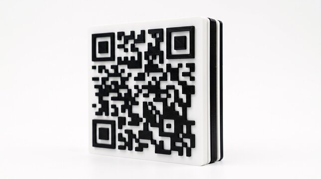 Qr Code Printed as a Physical 3d Object Isolated on a Clean White Background