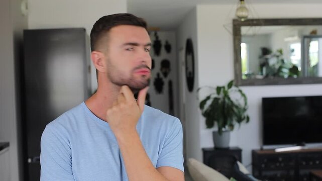 Man saying that something is "so-so" with hand gesture