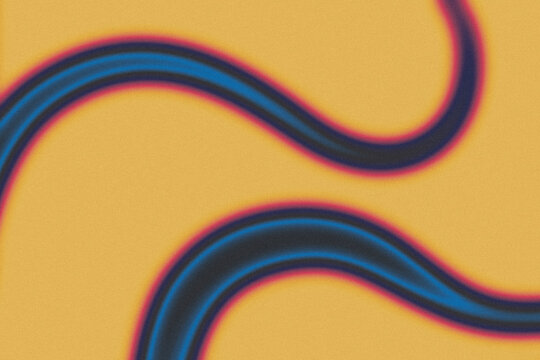 abstract retro background, yellow gradient wavy lines, blue pink curved stripes, grainy texture wallpaper