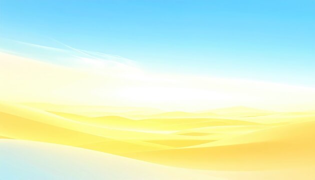 Sunny abstract desert landscape with smooth, stylized sand dunes against a clear bright blue sky, light gradient