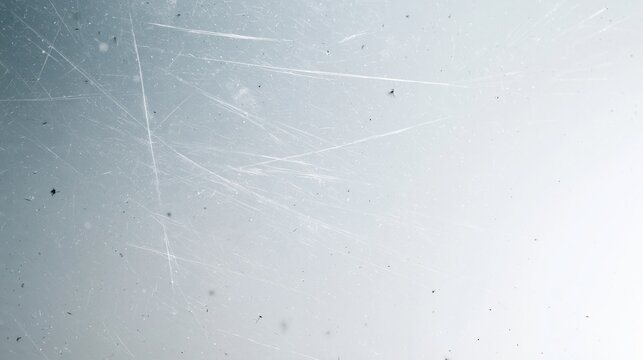 Scratched glass surface showing dirt, dust, smudges, and abrasion marks creating a worn texture