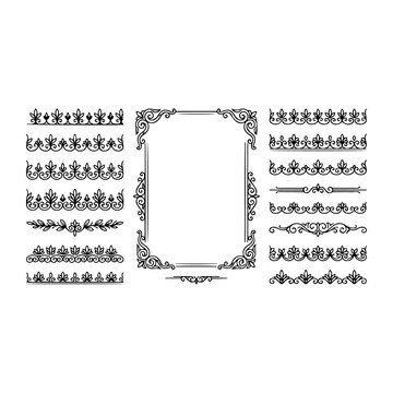 Set of ornate decorative borders frames and dividers for page decoration