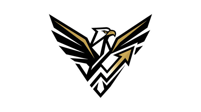 Minimalist Eagle Logo Design with Upward Arrow Symbolizing Financial Growth Success and Abstract Geometric Bird Wings Vector