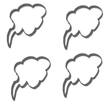 Doodle Speech Bubble Cloud Shape &ndash; Hand-Drawn Sketch Set