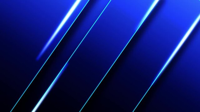 Abstract blue neon diagonal lines motion background with futuristic technology gradient and glossy light streaks 4k animation video, perfect for presentation, web, screen saver, ads, creative media.
