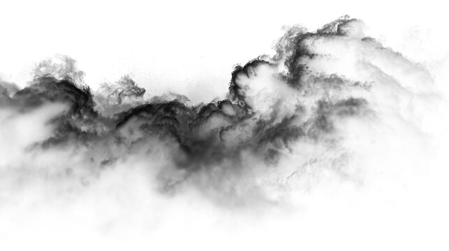 Swirling black clouds on a clear background during the transition of day to night in a natural environment
