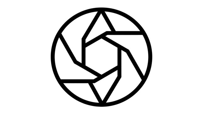 Minimalist Camera Aperture and Shutter Lens Icon Vector Graphic for Photography Studio and Optical Equipment