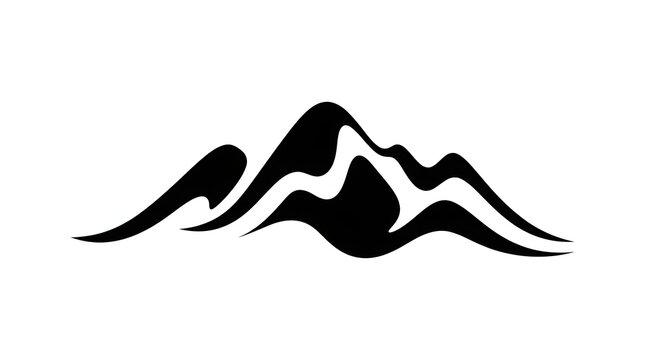 Stylized mountain range silhouette with abstract, flowing lines suggesting peaks and valleys, perfect for nature or adventure branding