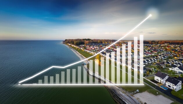 aerial view of real estate business growth graph