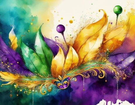 mardi gras digital watercolor background abstract splash colorful art