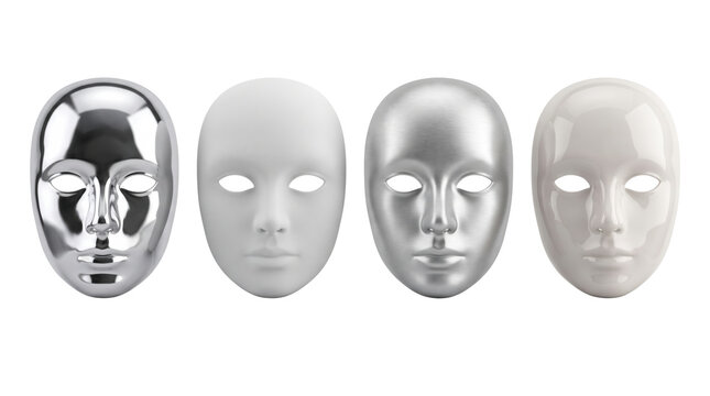 Set of blank metallic and neutral full face masks